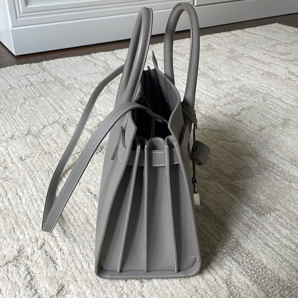 Saint Laurent Grained Calfskin Small Sac De Jour Grey - Picture 13 of 16